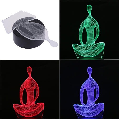New meditation shaped Night Light lamp Yoga 3D LED Night Light Acrylic Colorful
