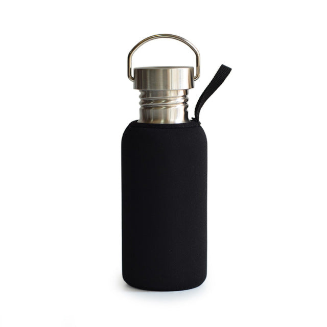 Brushed Stainless Steel Flask Sports Water Bottle with Sleeve for Travel Camping