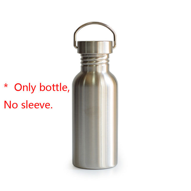 Brushed Stainless Steel Flask Sports Water Bottle with Sleeve for Travel Camping