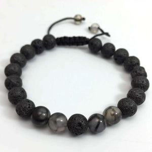 Lava Stone Bead adjustable Bracelet Men 8mm Tibetan Buddha Yoga Mala Rosary