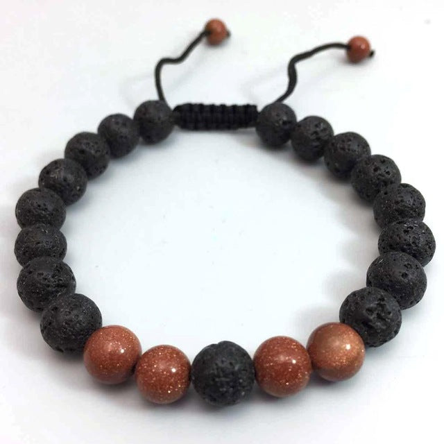 Lava Stone Bead adjustable Bracelet Men 8mm Tibetan Buddha Yoga Mala Rosary