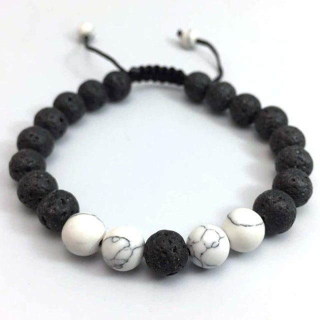 Lava Stone Bead adjustable Bracelet Men 8mm Tibetan Buddha Yoga Mala Rosary