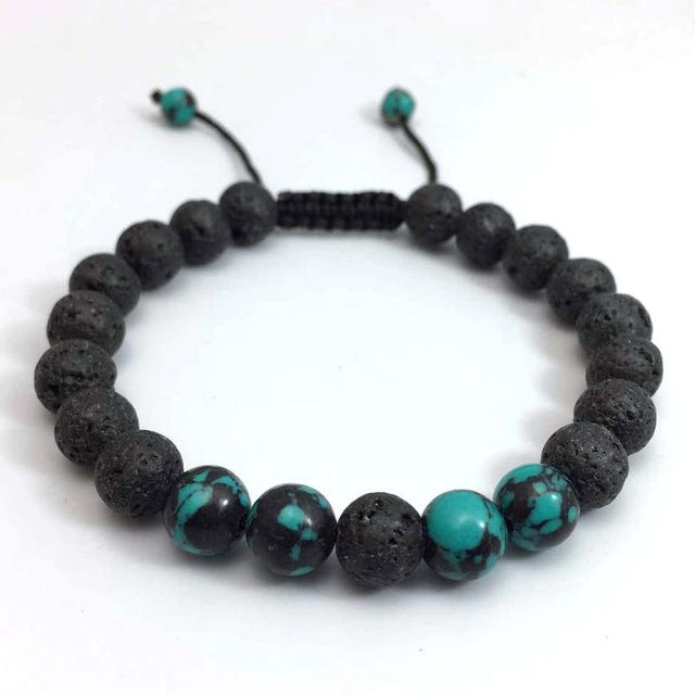 Lava Stone Bead adjustable Bracelet Men 8mm Tibetan Buddha Yoga Mala Rosary