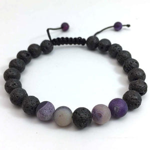 Lava Stone Bead adjustable Bracelet Men 8mm Tibetan Buddha Yoga Mala Rosary