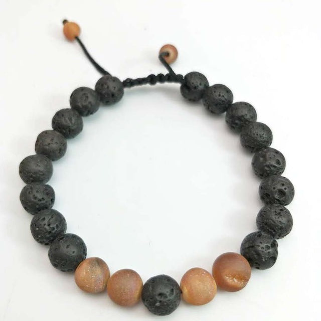 Lava Stone Bead adjustable Bracelet Men 8mm Tibetan Buddha Yoga Mala Rosary