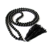 Buddhist 108 Beads Natural Black Stone Stone Japa Mala with Tassel Prayer Beads