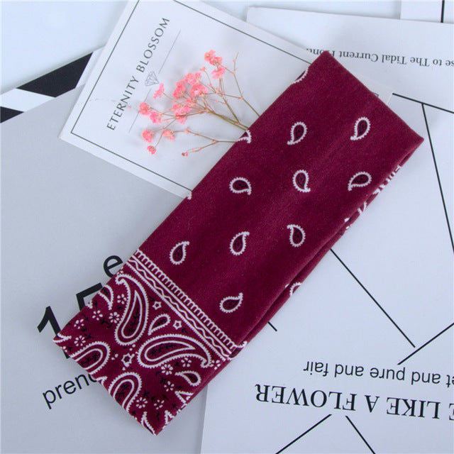 Haimeikang Cashew Flowers Printed Elastic Hair Bands Headbands for Women Sports