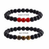 Natural Sub-black Gravel White Turquoise Yoga Couple Beads Bracelet Jewelry