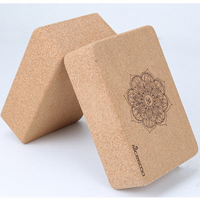 2 Pcs Natural Cork Yoga Brick Eco-Fridenly High Density Non-slip Dance Pilates