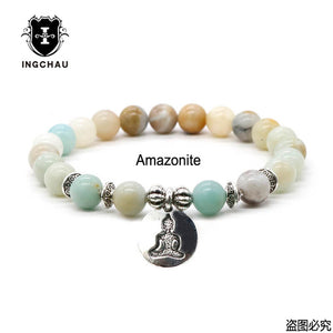 Natural Stone Bead Buddhism Mala Bracelets Men Aventurine Amazonite Bracelet