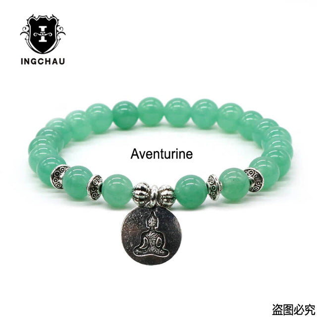 Natural Stone Bead Buddhism Mala Bracelets Men Aventurine Amazonite Bracelet