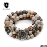 Vintage Buddhism 108 Beads Mala Bracelet or Necklace Amazonite Mantra Lotus Bracelets