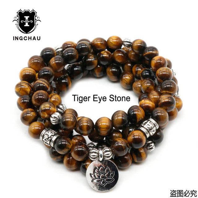 Vintage Buddhism 108 Beads Mala Bracelet or Necklace Amazonite Mantra Lotus Bracelets