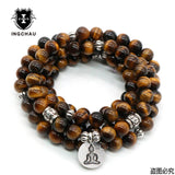 Vintage Buddhism 108 Beads Mala Bracelet or Necklace Amazonite Mantra Lotus Bracelets