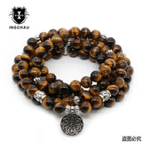 Vintage Buddhism 108 Beads Mala Bracelet or Necklace Amazonite Mantra Lotus Bracelets