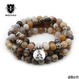 Vintage Buddhism 108 Beads Mala Bracelet or Necklace Amazonite Mantra Lotus Bracelets