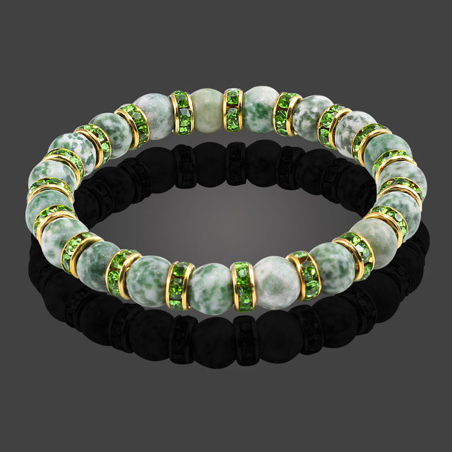 New Fashion Classic Natural Stone Bracelet Crystal Green Bead Bracelets