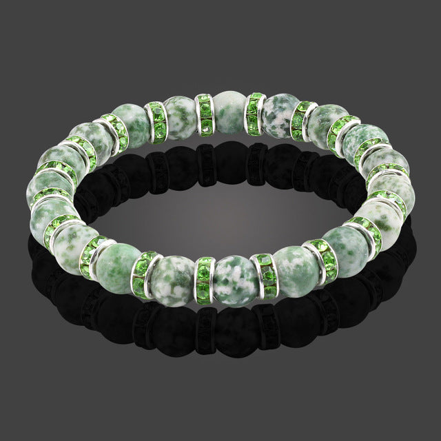 New Fashion Classic Natural Stone Bracelet Crystal Green Bead Bracelets