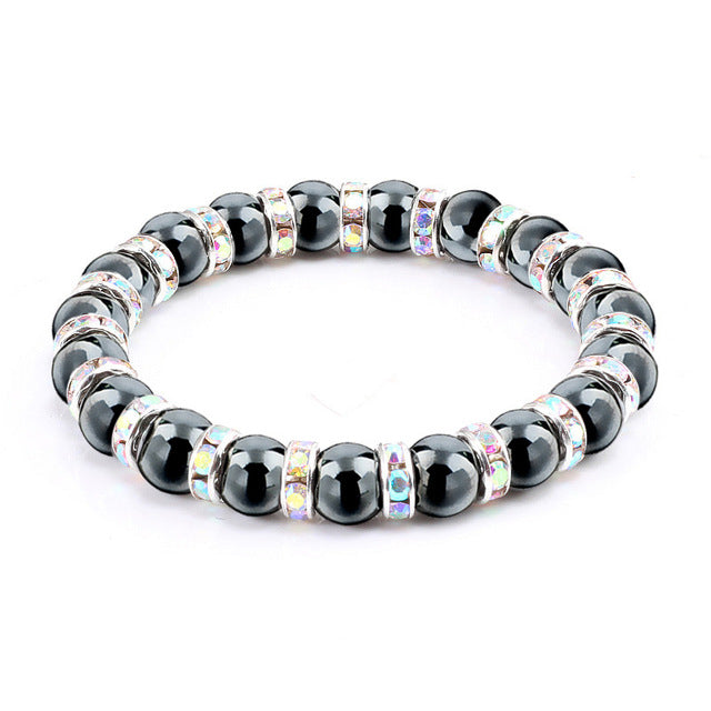 New Men Woman Classic Hematite Beads Bracelet Beaded Black Yoga Mantra Prayer