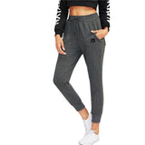 SweatyRocks Patch Detail Jogger Drawstring Waist Sweatpants 2017 Grey