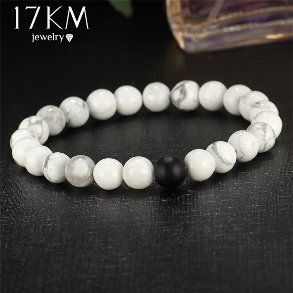 Fashion 2 Color Distance Men Bracelet Jewelry For Men Women Fashion Stone Beads