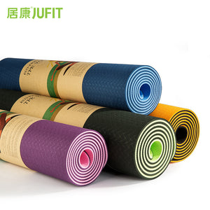 JUFIT 1830*610*6MM TPE Yoga Mat Double Sided Color Exercise Sports Mats For Fitness Gym