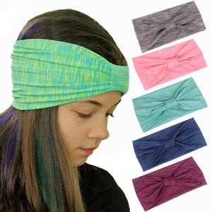 Haimeikang Sport Yoga Headband Solid Color Cross Turban Headbands Elastic