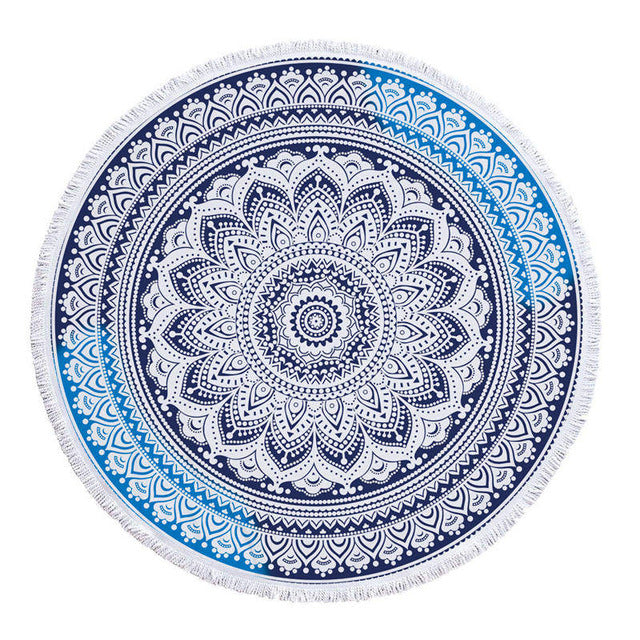 Mandala Microfiber Fabric Towel Beach Towel for Adult Yoga Mat Tassel