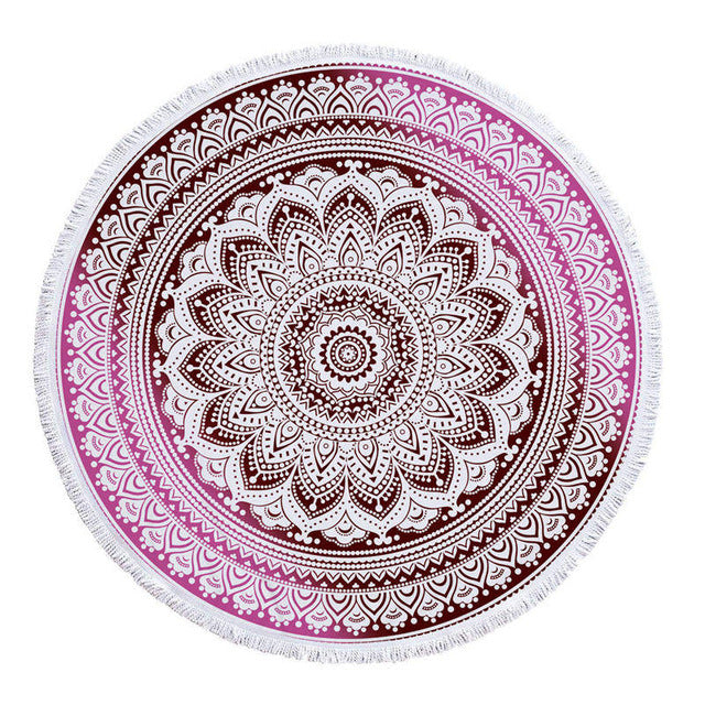 Mandala Microfiber Fabric Towel Beach Towel for Adult Yoga Mat Tassel