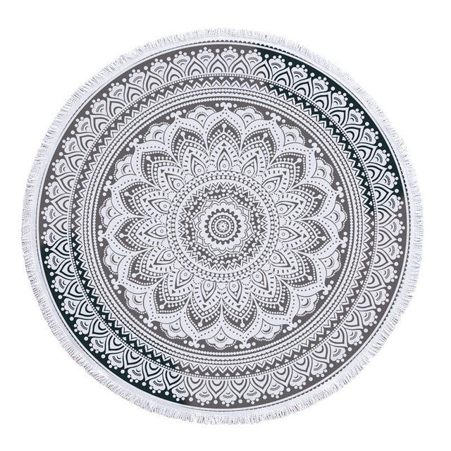 Mandala Microfiber Fabric Towel Beach Towel for Adult Yoga Mat Tassel