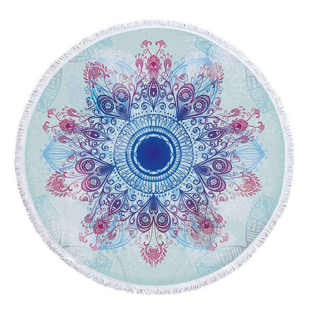 Mandala Microfiber Fabric Towel Beach Towel for Adult Yoga Mat Tassel