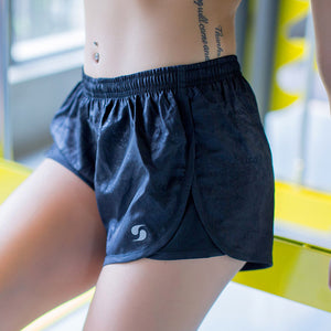 CHU YOGA Women Sexy Fitness Shorts Mesh Overlay Gym Yoga Sport Short Underwear