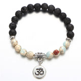 Vintage Yoga Pendant Strand Bracelets For Women Men New Natural Stone
