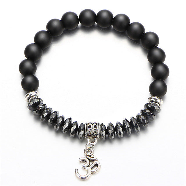 Vintage Yoga Pendant Strand Bracelets For Women Men New Natural Stone