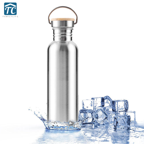 Stainless Steel Sports Water Bottle Flask Jar Camping Hiking Cycling Travel Yoga  350/500/750ML