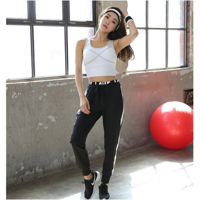 Spring black stretch waist fitness pantalon femme 2018 New arrival casual loose