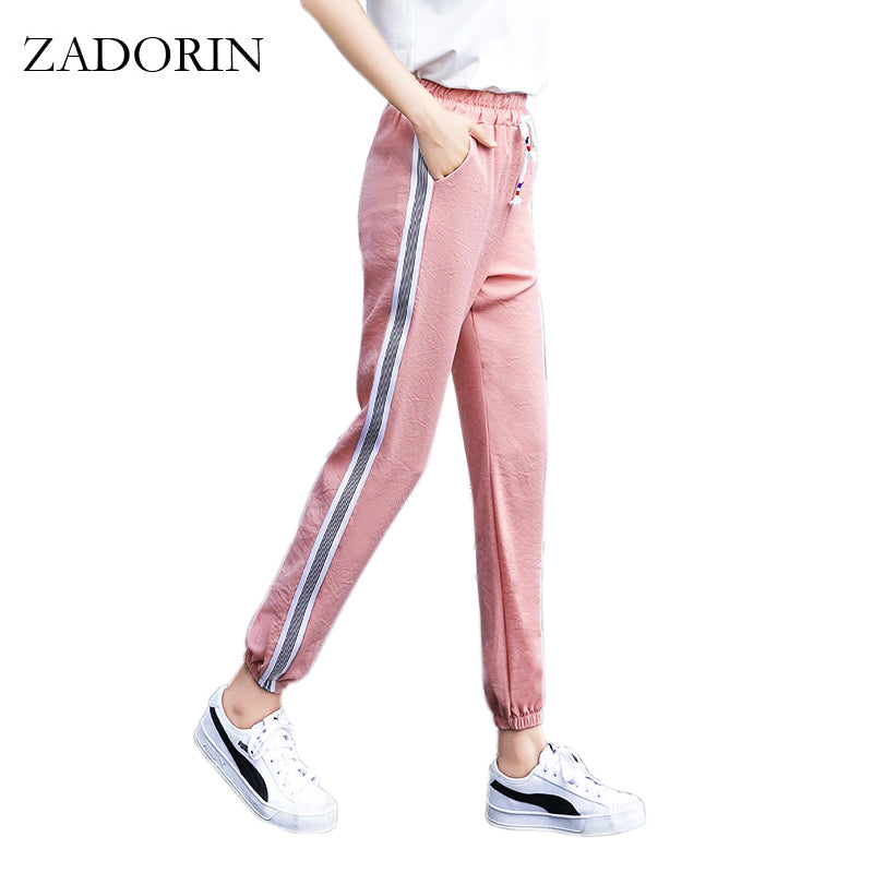 2018 Summer New Women Side Striped Joggers Sweatpants Women High Waist