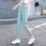 2018 Summer New Women Side Striped Joggers Sweatpants Women High Waist