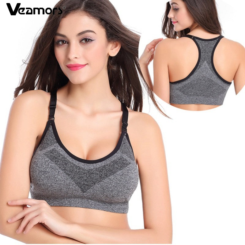 VEAMORS Women Seamless Sports Bra Adjustable Shoulder Straps Yoga Bras