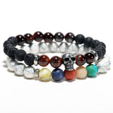 2 PCS Men's Beaded Buddha Bracelet Tiger Eye Yoga Meditation Jewelry