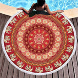 Bonenjoy Colorful Beach Towel Bohemia Style Round Tassel Yoga Mat Tapestry