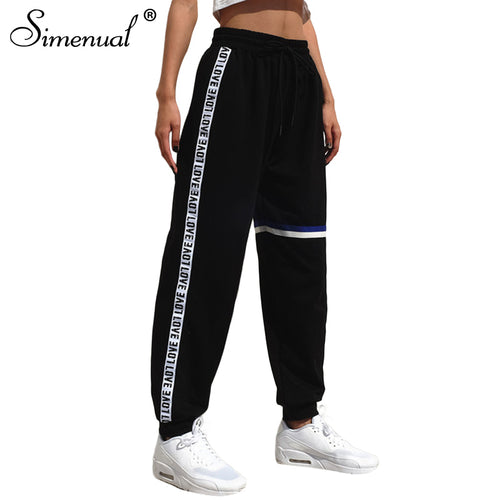 Simenual Letter print women's high waist pants fashion sporty sweatpants