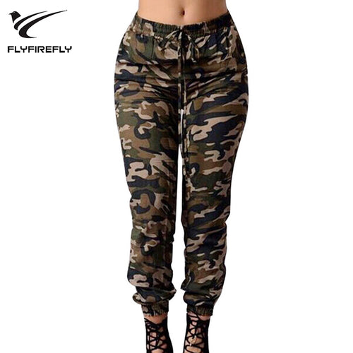 2018 Spring Military Camouflage Pants Women Elastic Waist Camo Harem Pants
