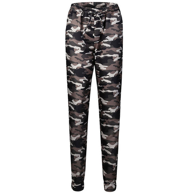 2018 Spring Military Camouflage Pants Women Elastic Waist Camo Harem Pants