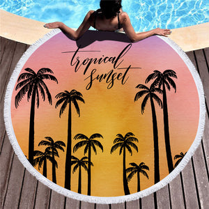 Casegrace Soft Coconut Palm Round Bath Towel Fresh Style Flower Yoga Towels