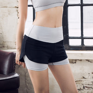 The new slim anti running shorts female double false two Sport Fitness Yoga shorts lady