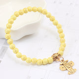 Fashion Matte Black Turquoises Beaded Bracelet For Women Alloy Gold Plane
